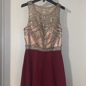 Red and nude pink paparazzi dress